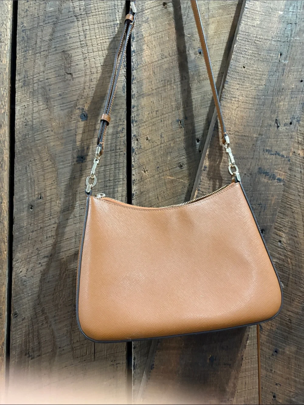 kate spade Tan Saffiano Leather Crossbody Shoulder Bag